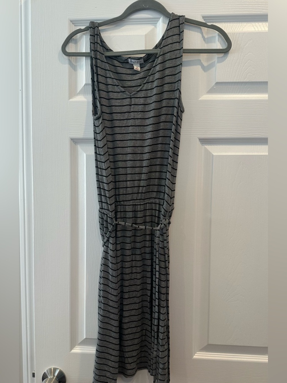 love, Fire Grey and Black Striped Sleeveless Dress